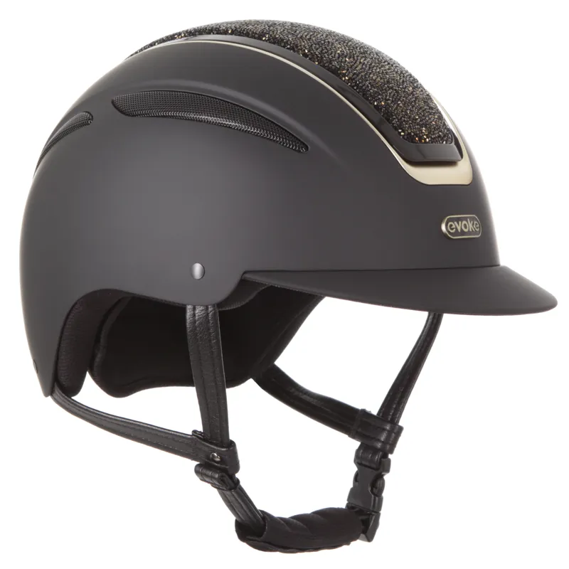 Callisto Classic Peak Black/Gold Crystal Riding Helmet-2